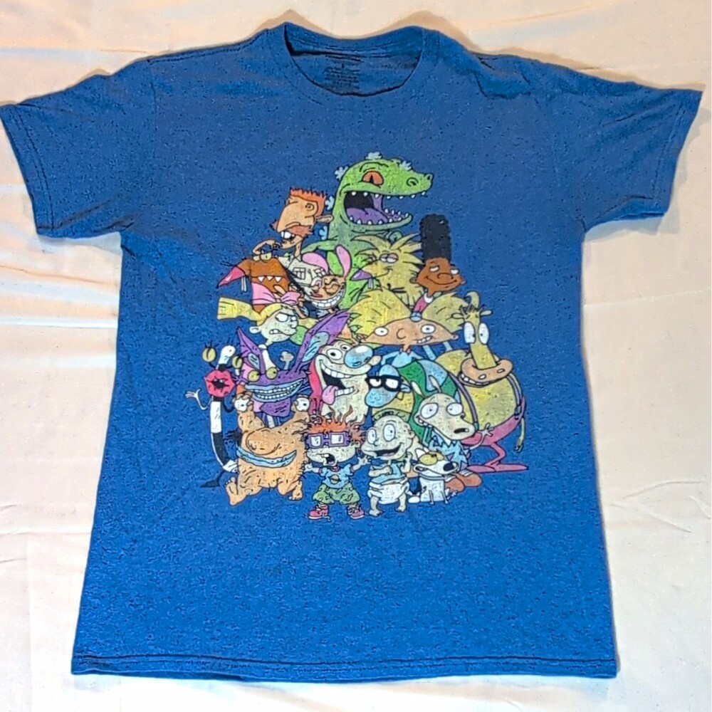 Nickelodeon Rugrats Rocko Graphic Tee Mens S Blue Crew Neck Short Sleeve
